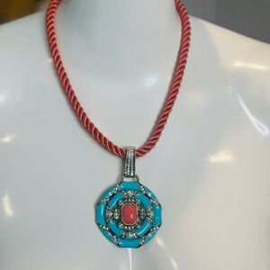 Heidi Dauss Newport Chic Enamel Two Piece Set Necklace and Earrings Turquoise